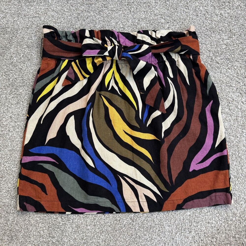 Who What Wear Skirt Womens Medium Animal Print Paperbag Waist Linen Blend Boho